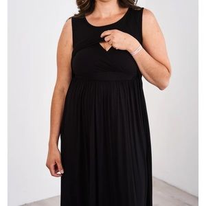 Latched Mama Boardwalk Nursing & Maternity Maxi Dress size Small Black
